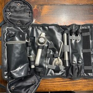 Dunst Professional Travel Bar Tool Set Canvas Bag Stainless Steel Bartender Kit